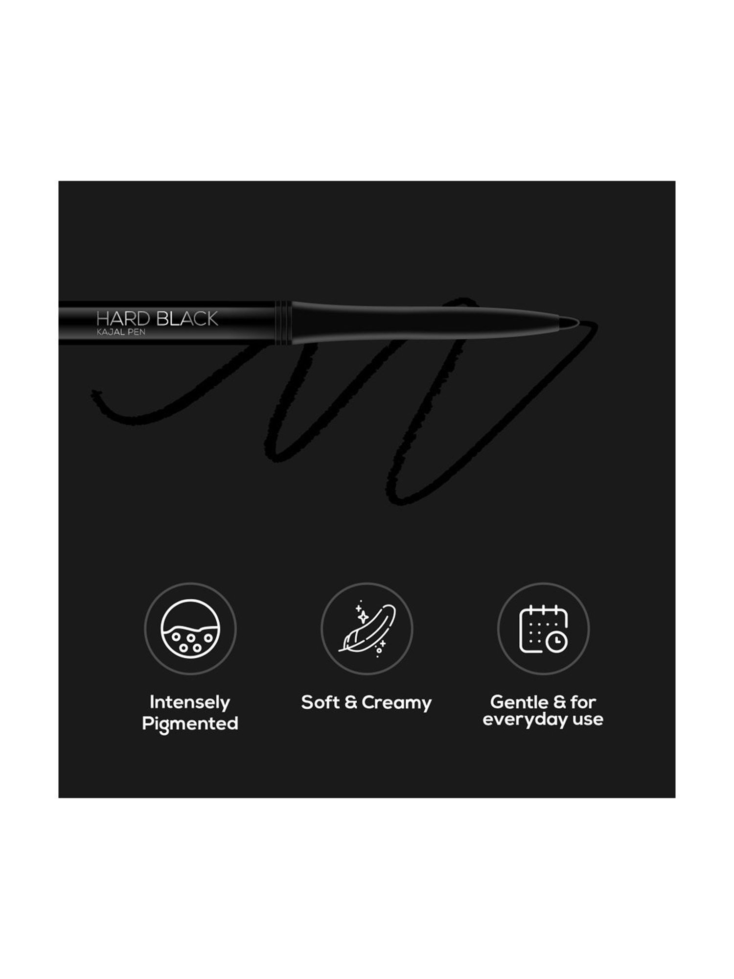 RENEE Hard Black Kajal Pen with Sharpener - Pack of 2