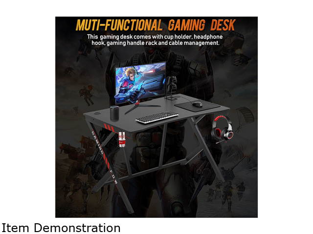 Gaming Desk Computer Desk Home Office Desk Racing Style Study DeskExtra Large Modern Ergonomic PC Carbon Fiber Writing Desk Table with Cup Holder Headphone Hook