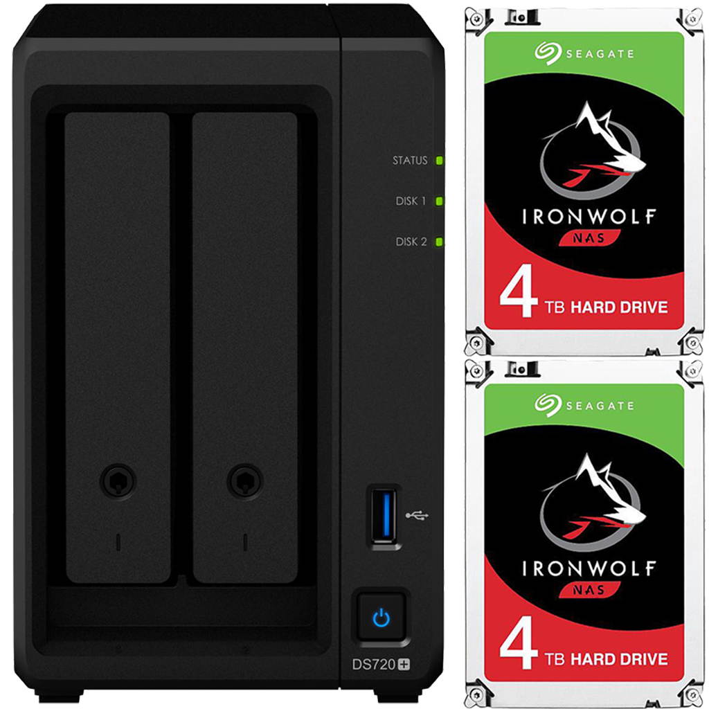 Synology DS720+ DiskStation with 6GB RAM and 16TB (2 x 8TB) of Seagate Ironwolf NAS Drives Fully Assembled and Tested By CustomTechSales