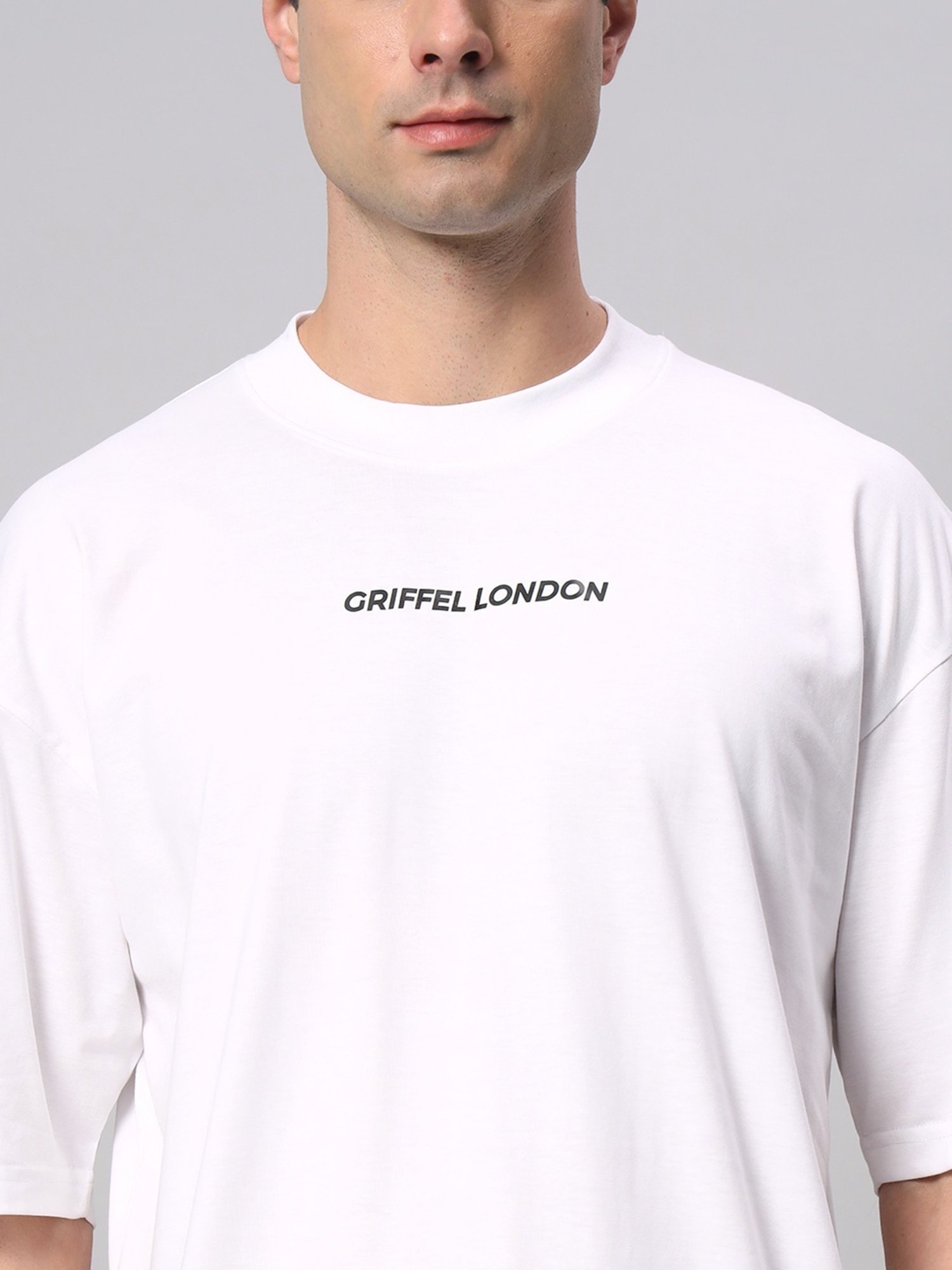 Griffel White Cotton Loose Fit Printed T-Shirt