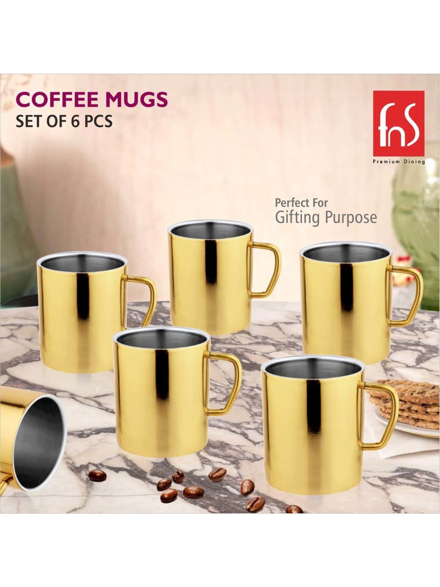 Femora Black Ceramic Coffee Mugs (0.36 L) - Set of 4