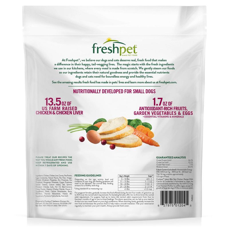 Freshpet Select Grain Free Small Wet Dog Chicken Recipe Refrigerated Wet Dog Food - 1lb