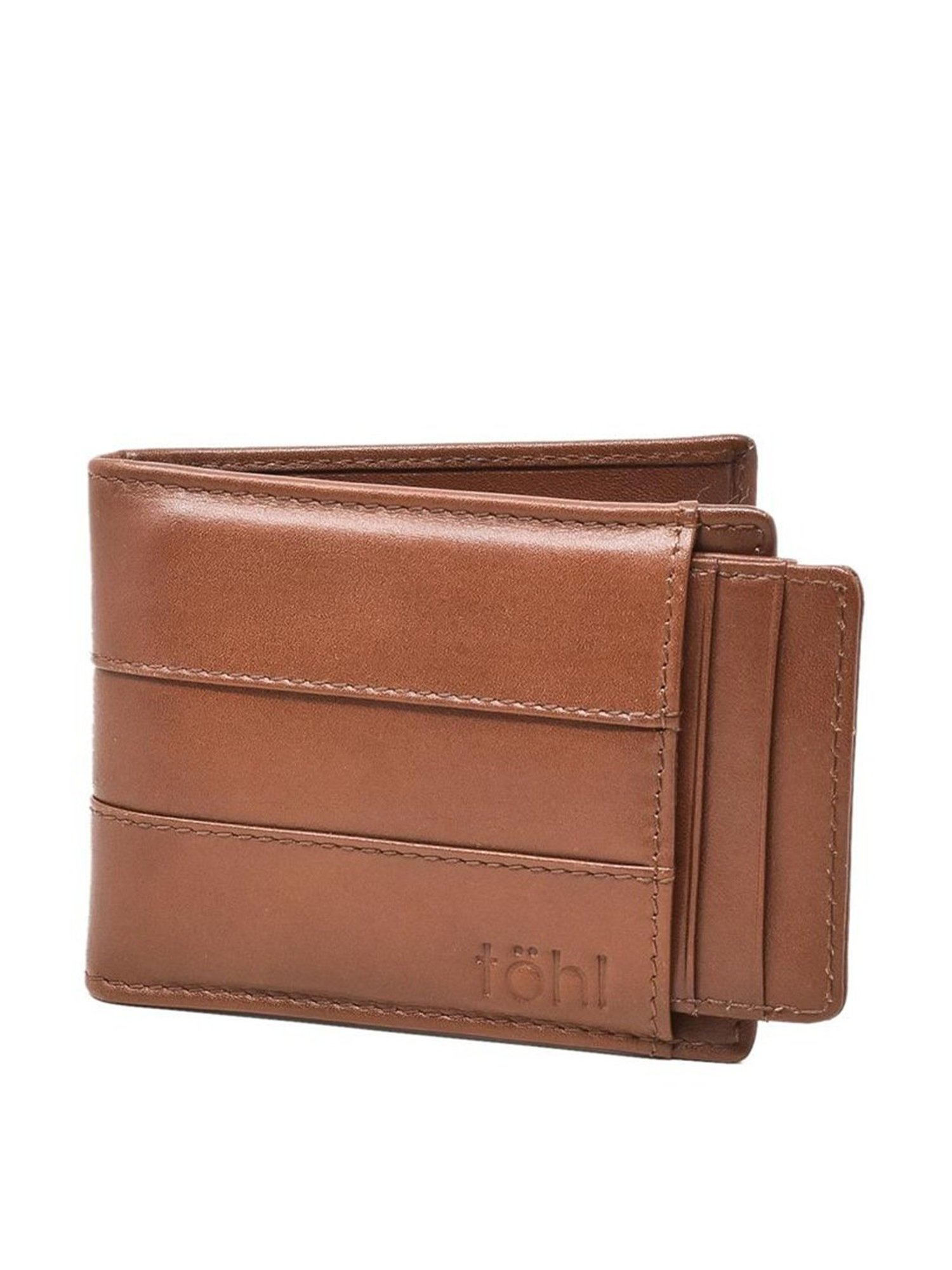 Tohl Halle Tan Casual Leather Bi-Fold Wallet, Keychain & Pen Holder Set for Men