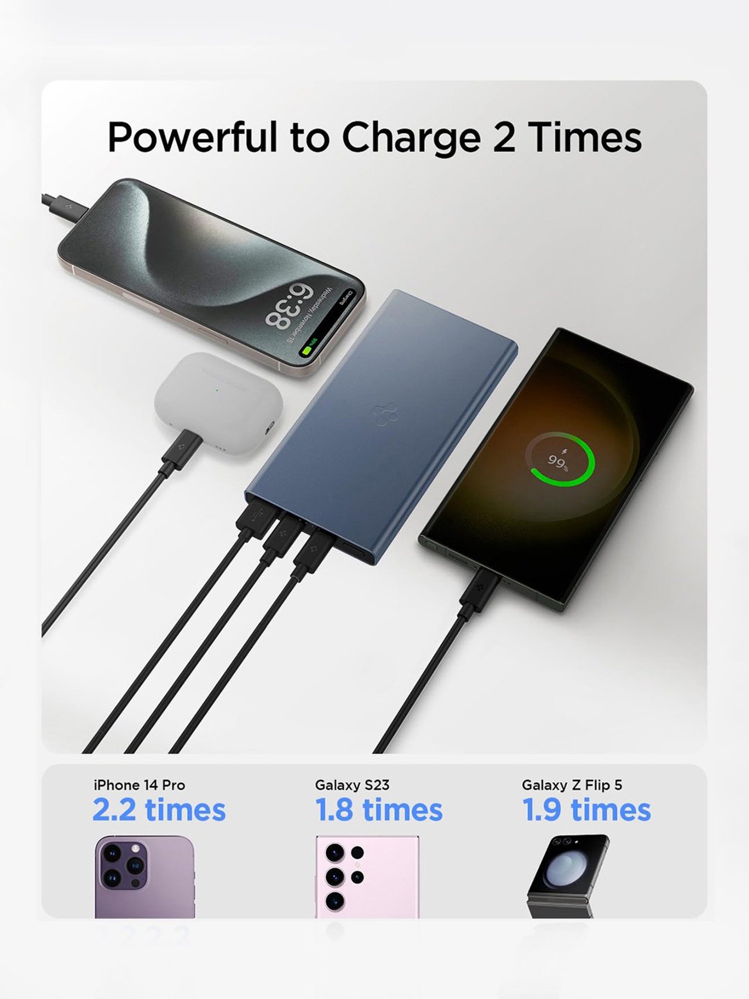 Spigen Durable Alloy Power Bank 10000mAh, 22.5W Fast Charging Power Bank (Navy Blue)