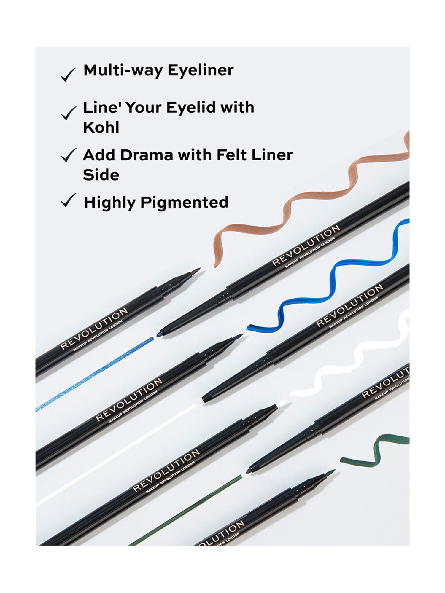 Makeup Revolution Felt & Kohl Eyeliner Brown - 0.33 gm