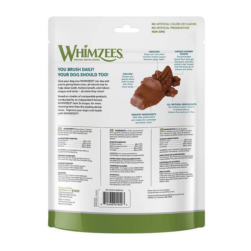 WHIMZEES Gator Value Bag Medium Dental Dog Treats - 18.0oz