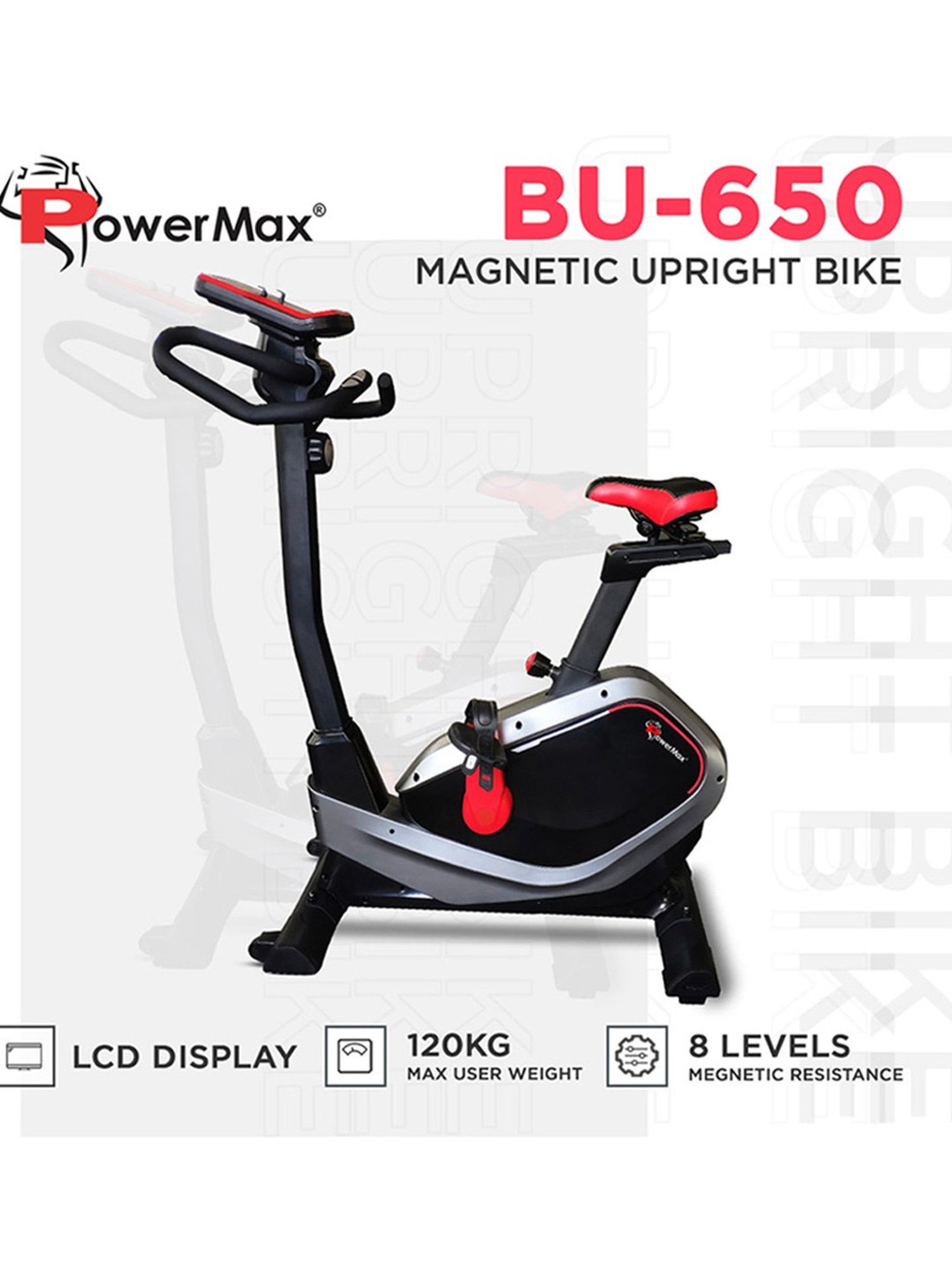 PowerMax Fitness BU-650 Upright Bike (Black)