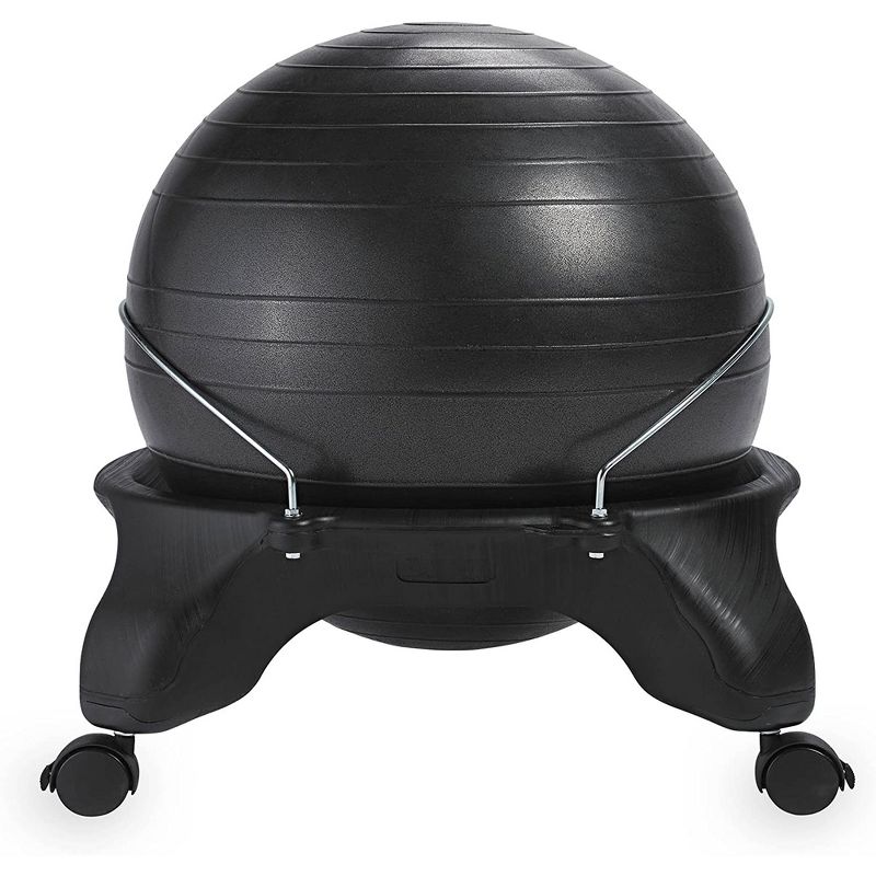 Gaiam Backless Classic Fitness Core Balance Ball Chair with Stable 4 Wheel Base to Improve Posture, Core Strength, and Relieves Pain, Charcoal