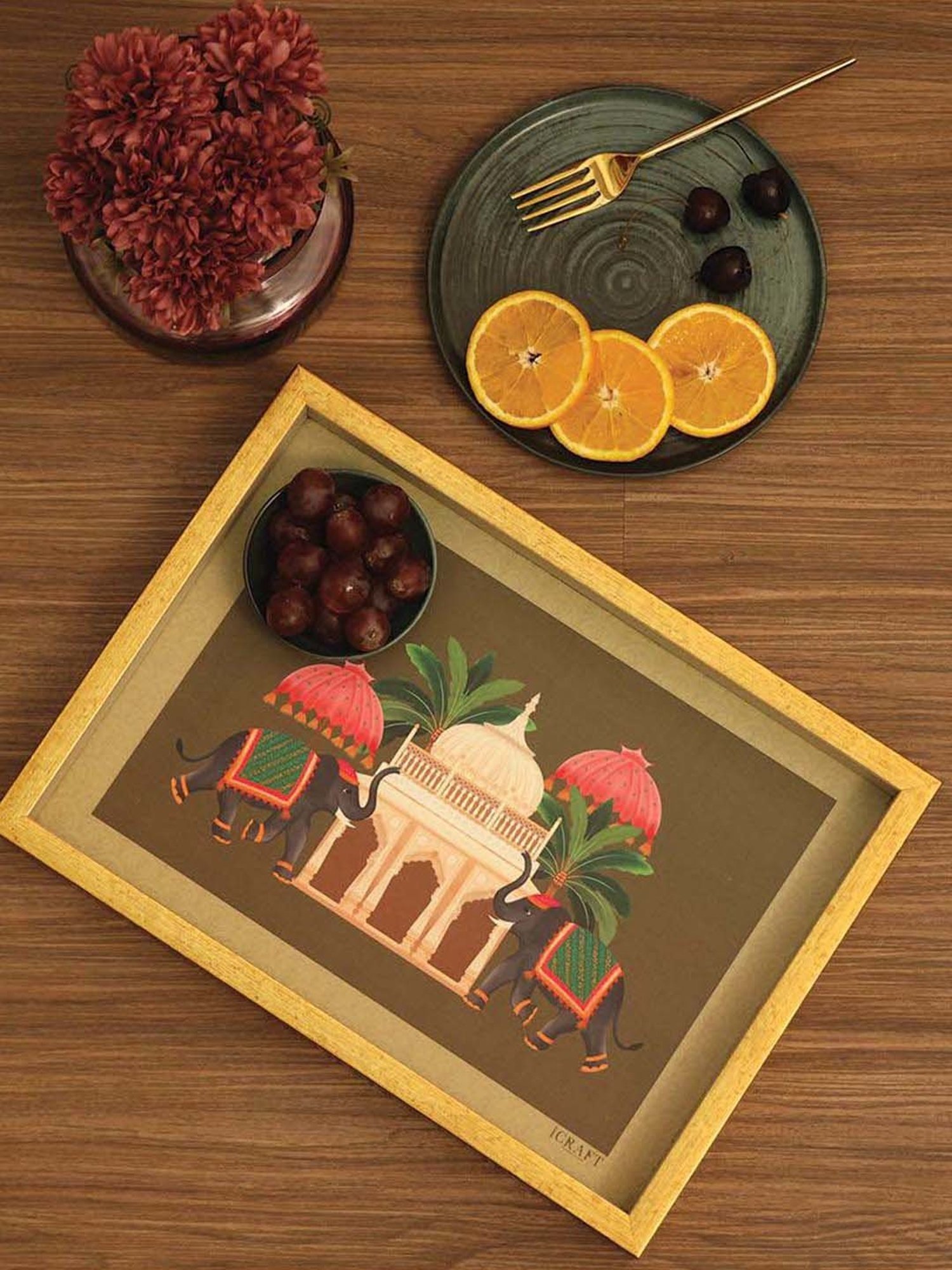 ICRAFT Multicolor Mdf Gajraj Series Tray