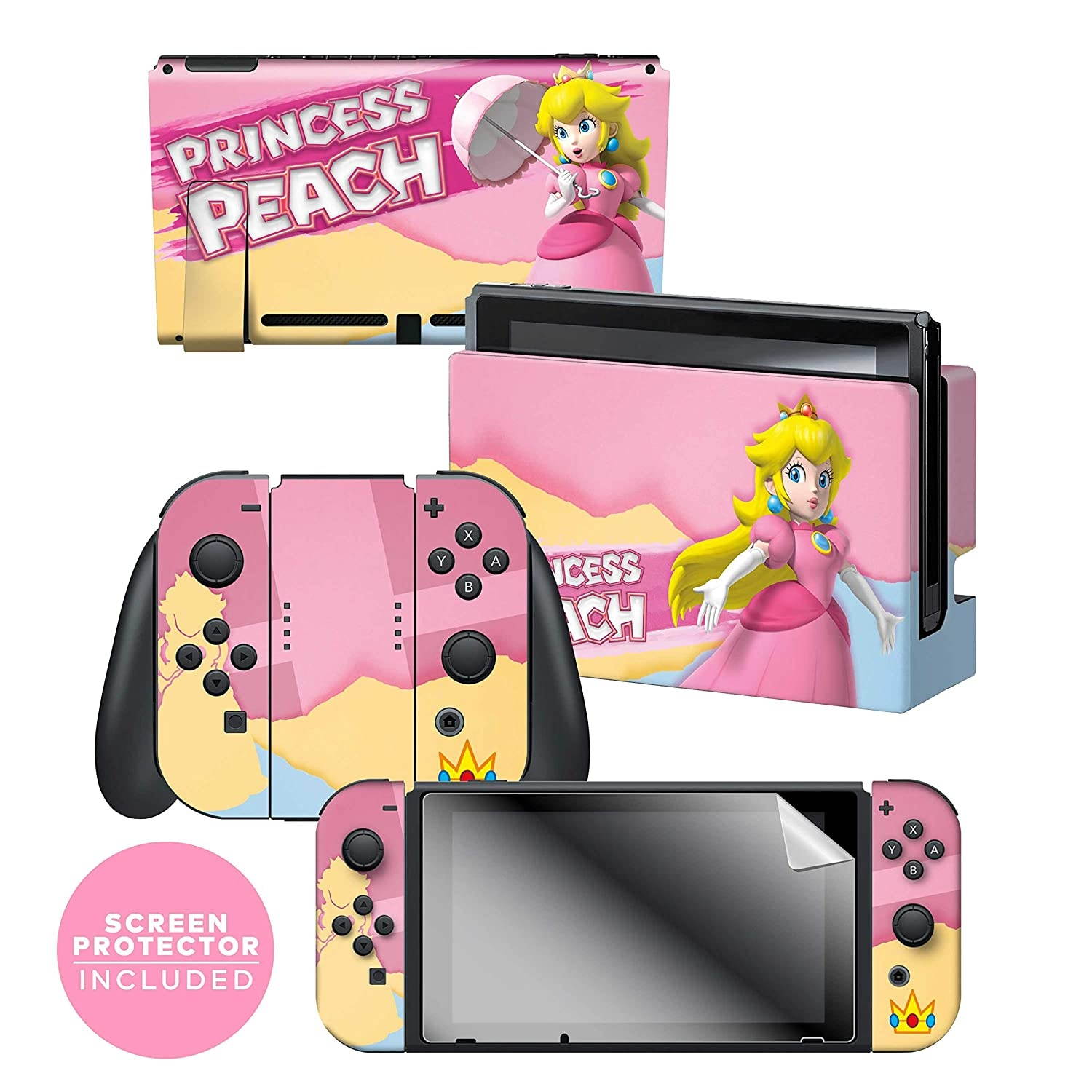 Controller Gear Nintendo Switch Skin & Screen Protector Set - Super Mario - "Princess Pastels" - Nintendo Switch