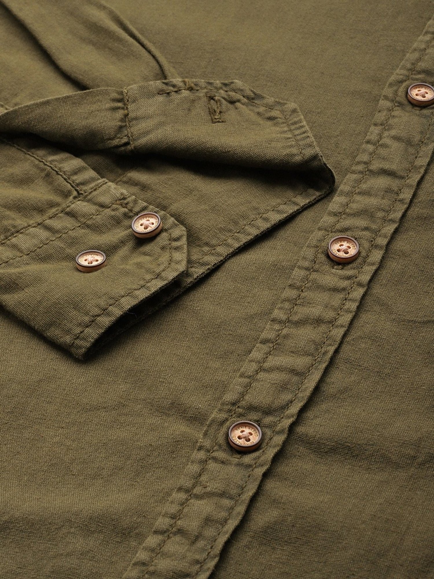 Bene Kleed Army Green Regular Fit Shirt