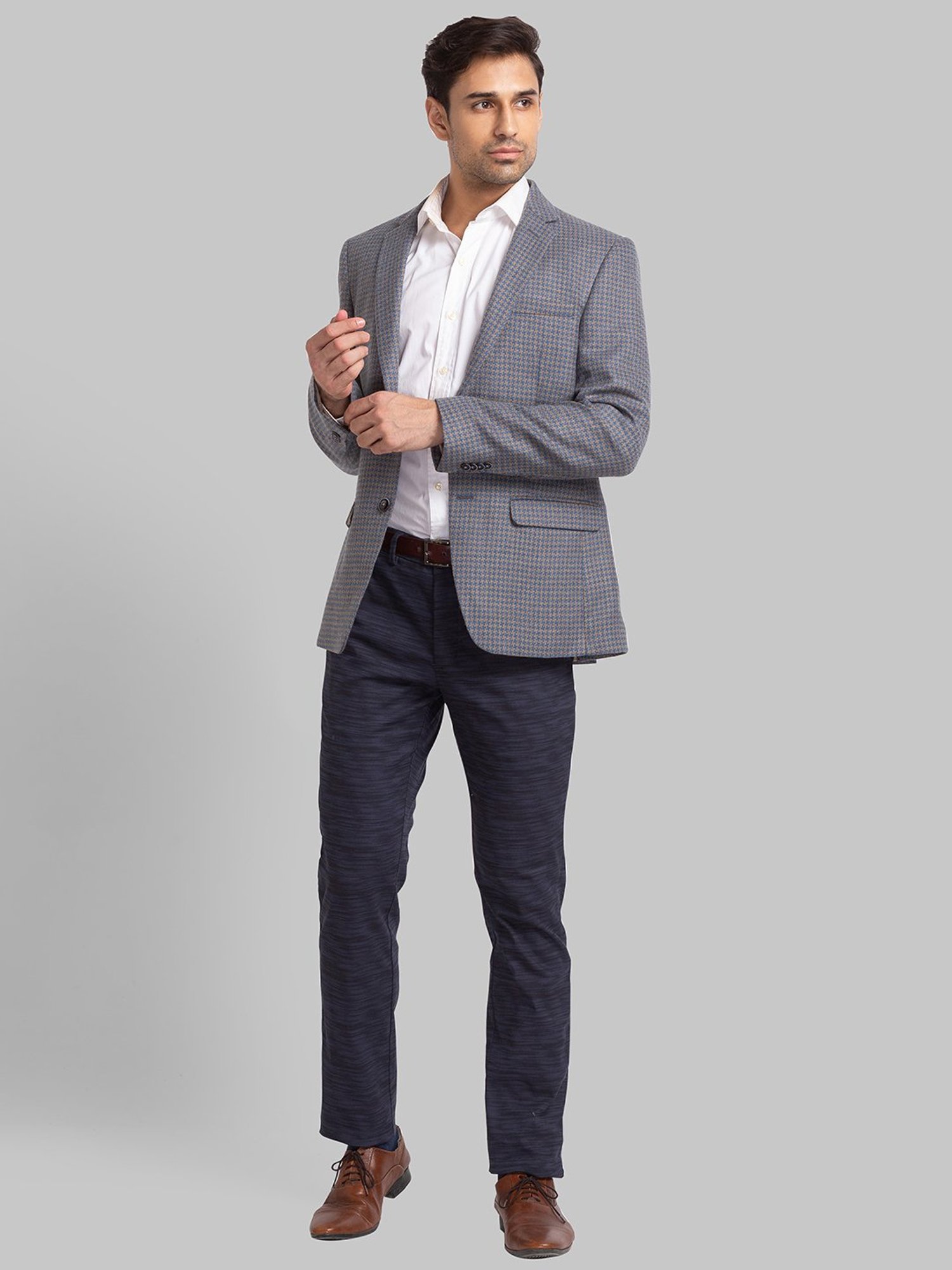 Park Avenue Blue Super Slim Fit Printed Blazer