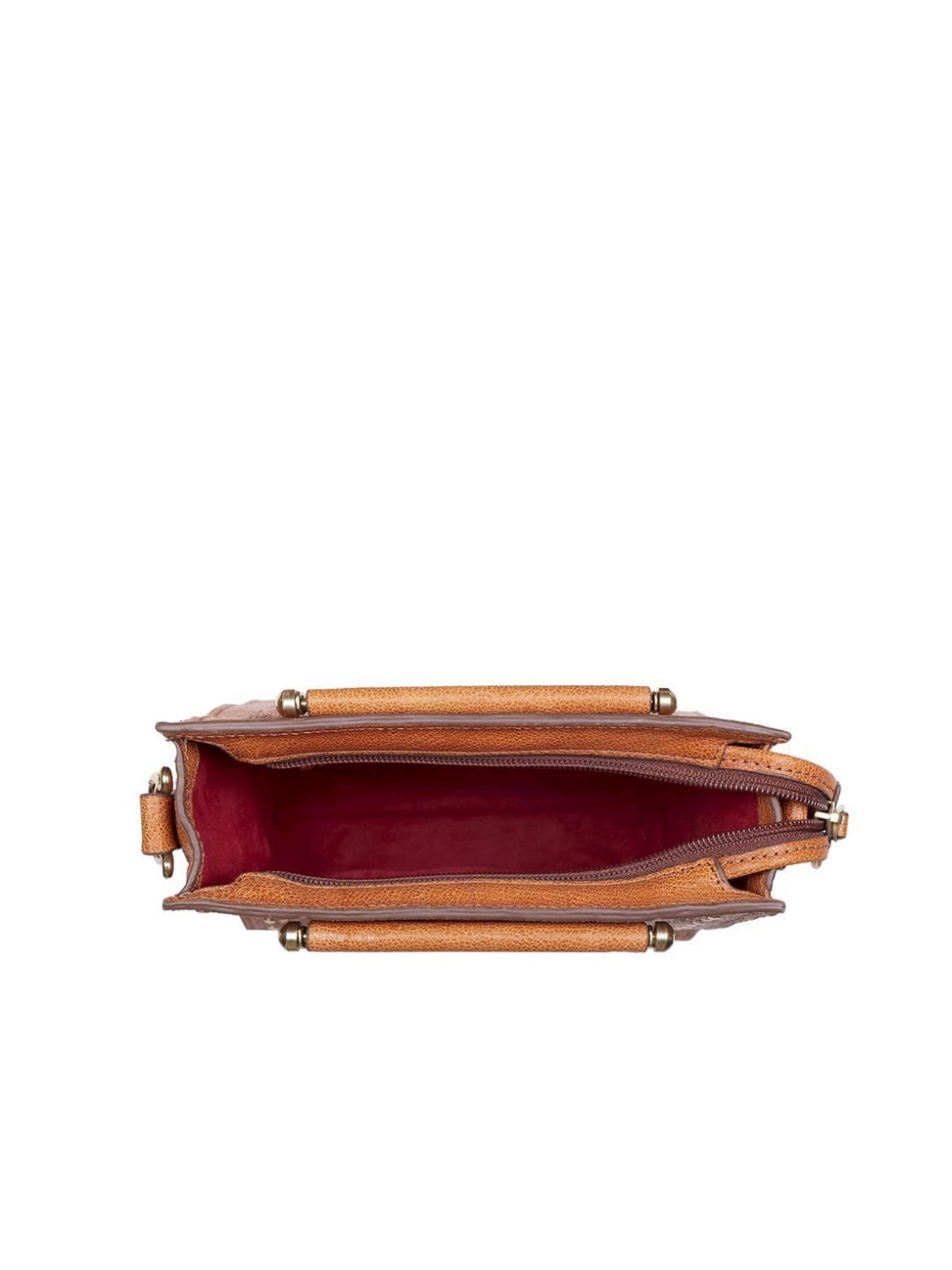 Hidesign Orange Textured Medium Handbag