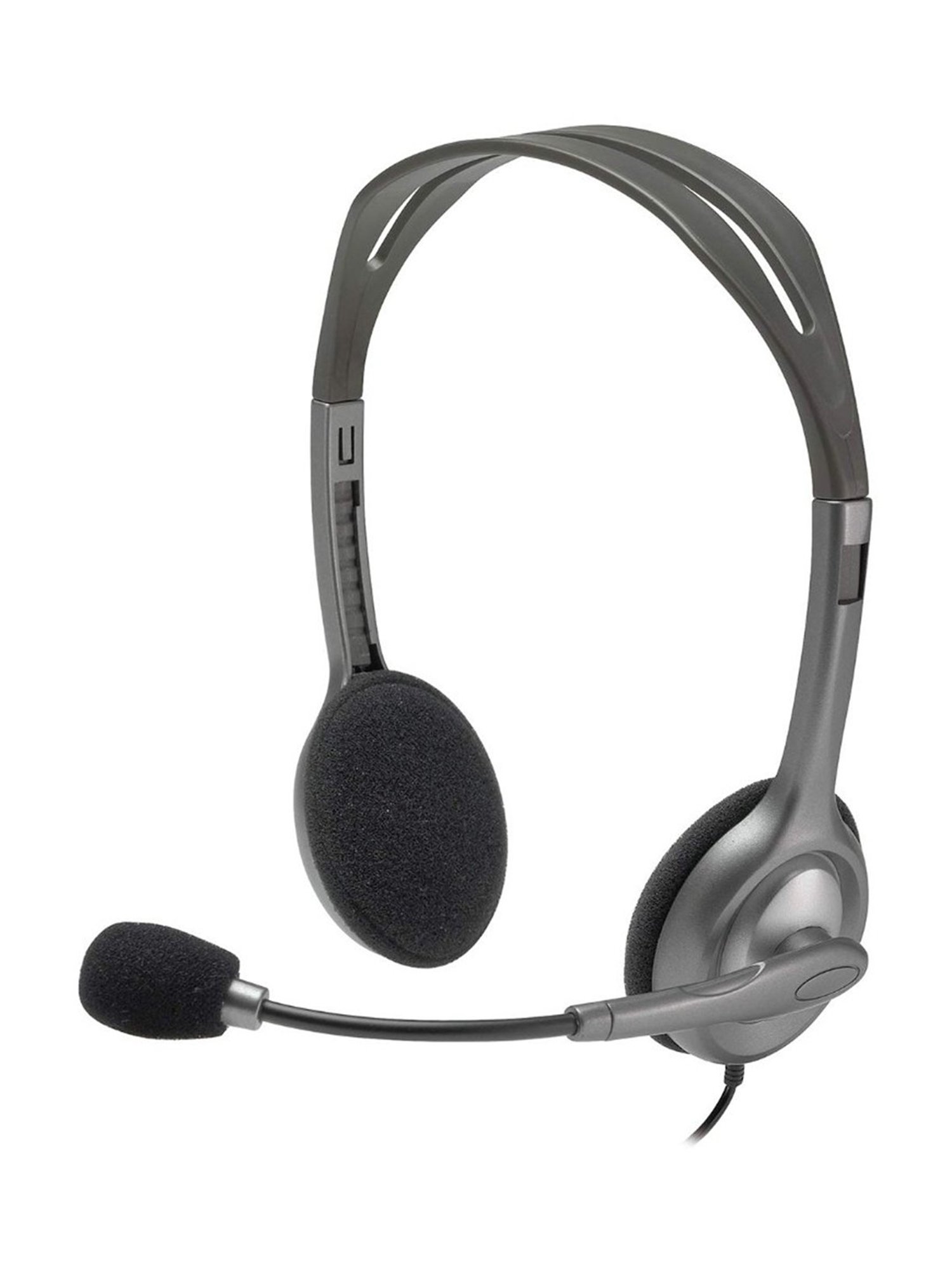 Logitech H110 Wired On Ear Headphones with Mic, Stereo with Noise Cancelling (Black)