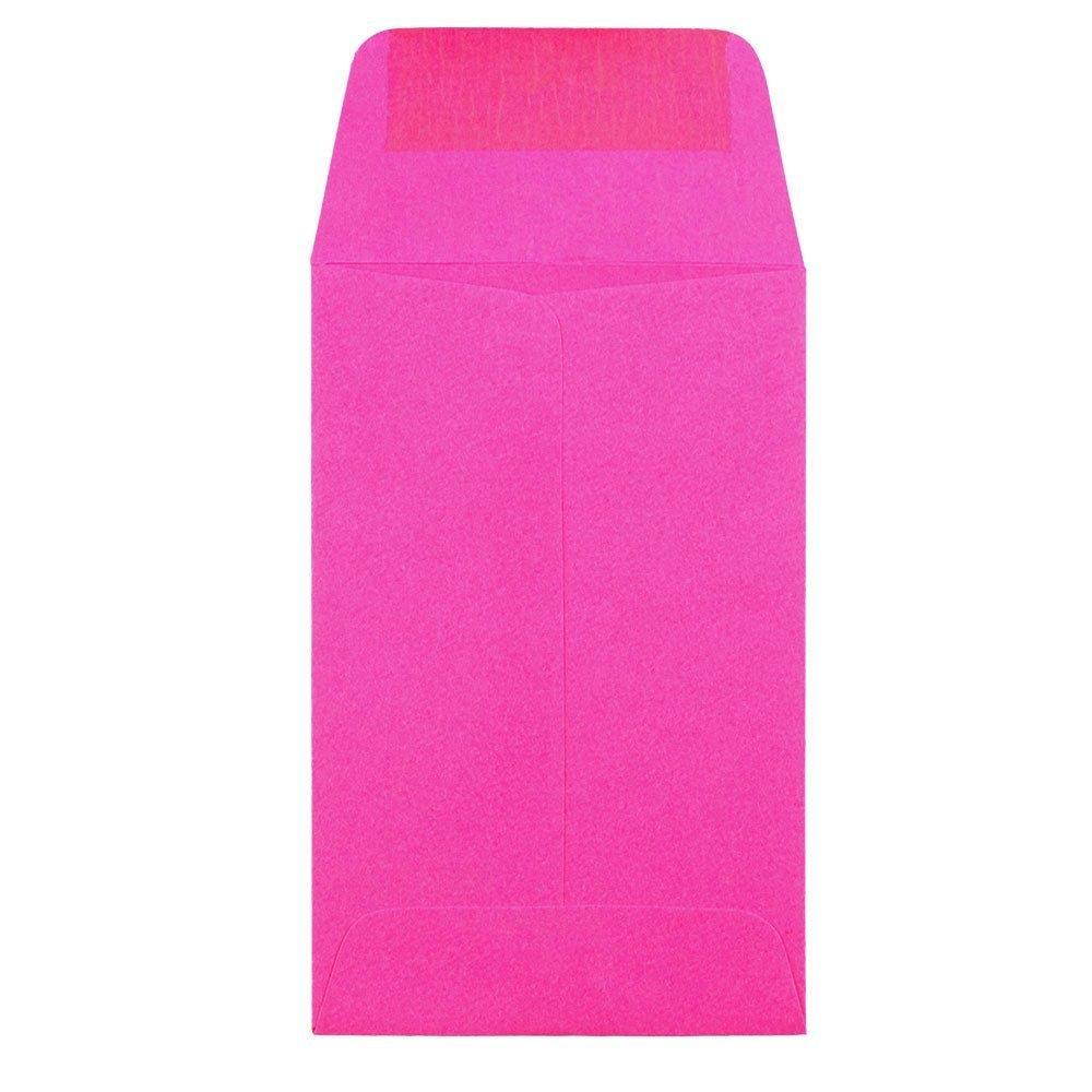 JAM PAPER #1 Coin Business Colored Envelopes - 2 1/4 x 3 1/2 - Ultra Fuchsia Pink - 50/Pack