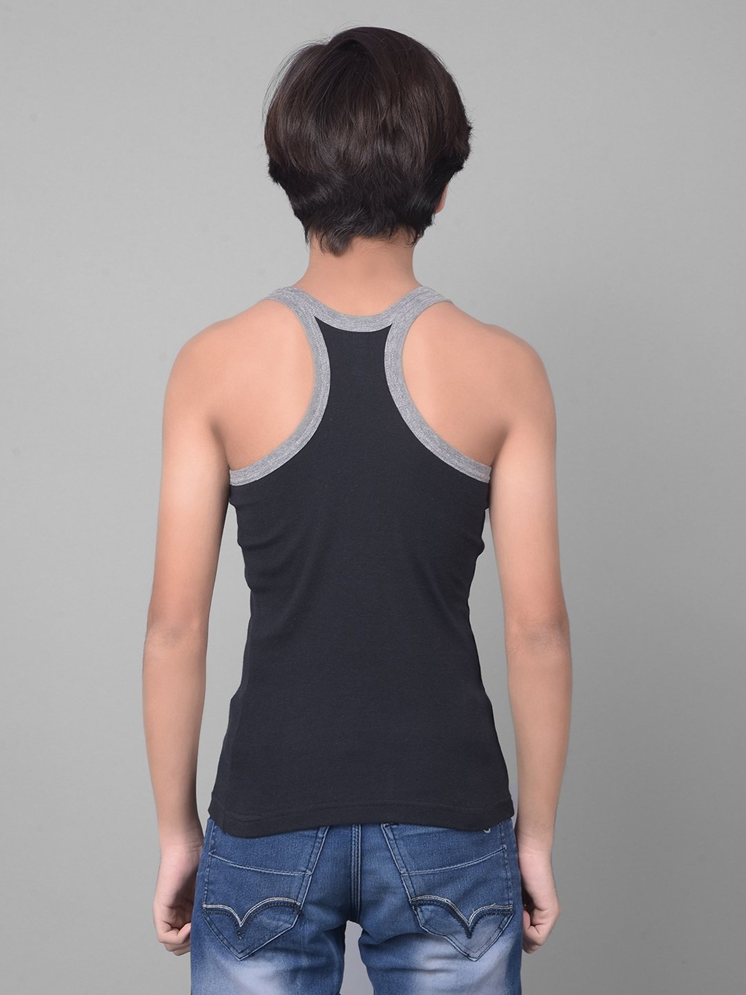 Dollar Bigboss Boys Multicolor Solid Gym Vest (Pack Of 3)