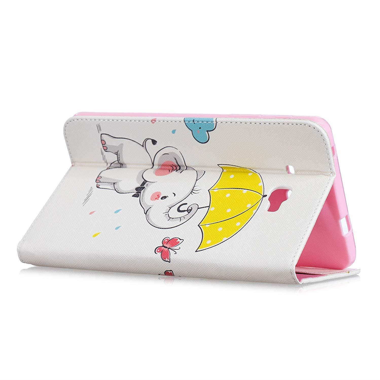 UUcovers Samsung Tab A 7.0 Inch Case, Ultra Slim PU Leather Folio Stand Smart Wallet Case for Samsung Galaxy Tab A 7.0 Inch Case(SM-T280/SM-T285), Elephant Hold A Yellow Umbrella