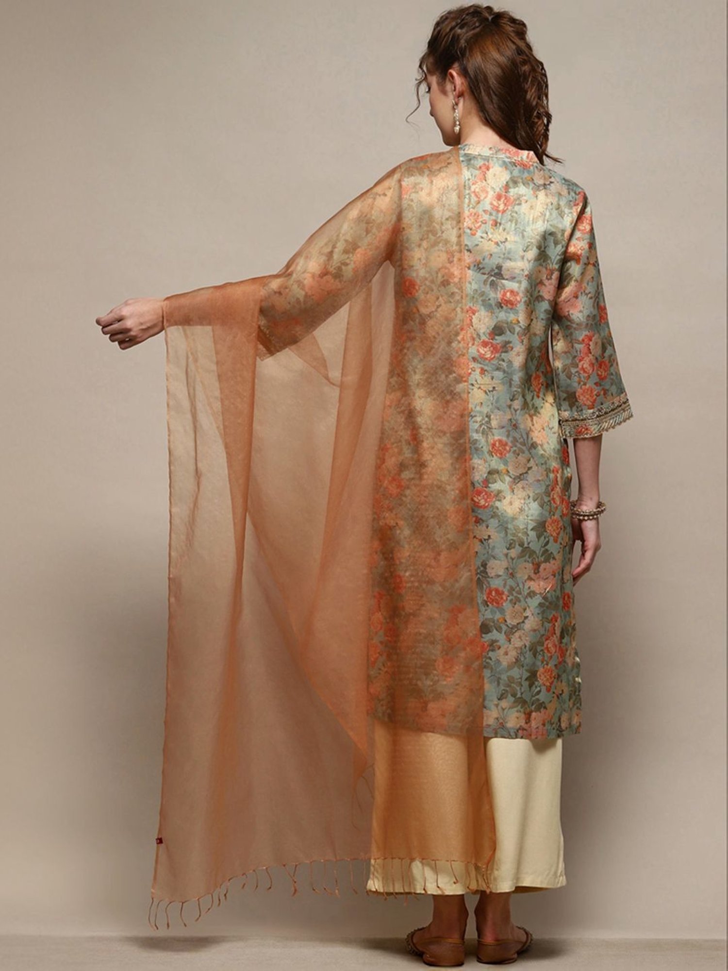 Biba Peach Woven Pattern Dupatta
