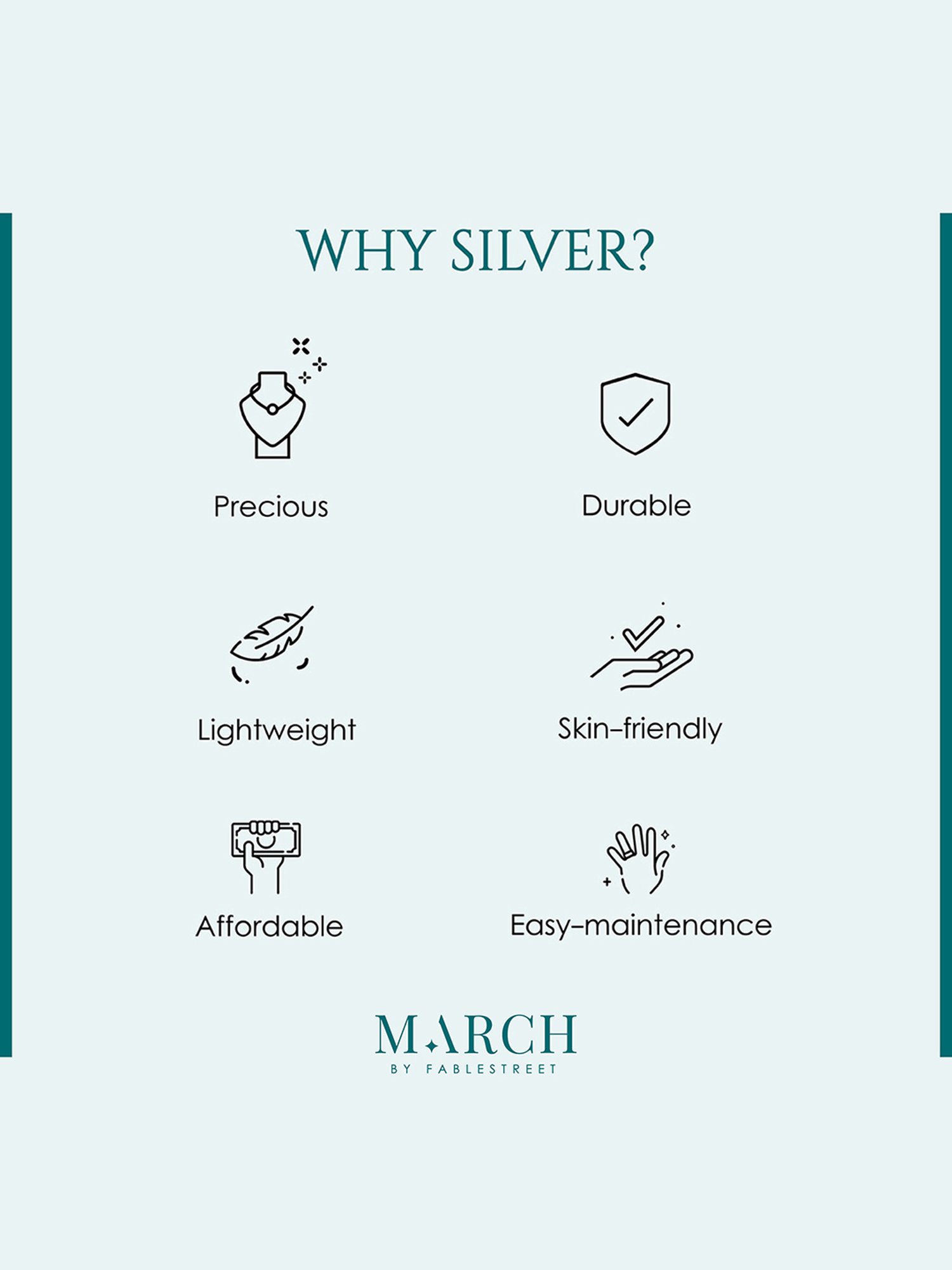 March by FableStreet 92.5 Sterling Silver White Pearls Bracelet for Women