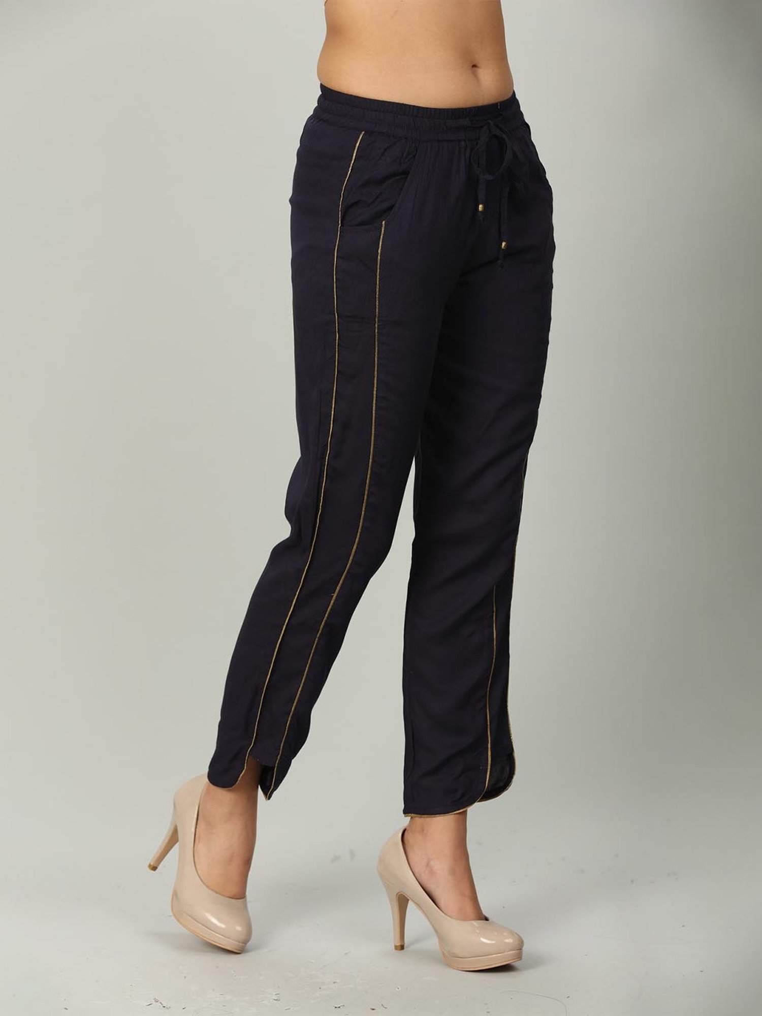 Mustard Navy Regular Fit Pants