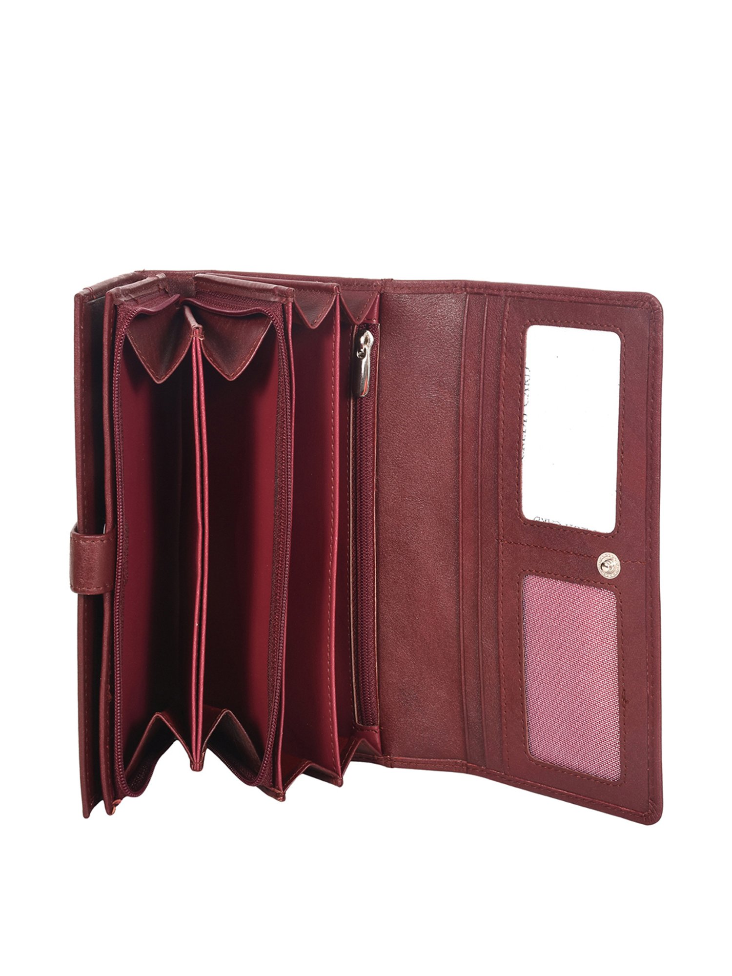 SASSORA Maroon Solid Rfid Tri-Fold Wallet for Women