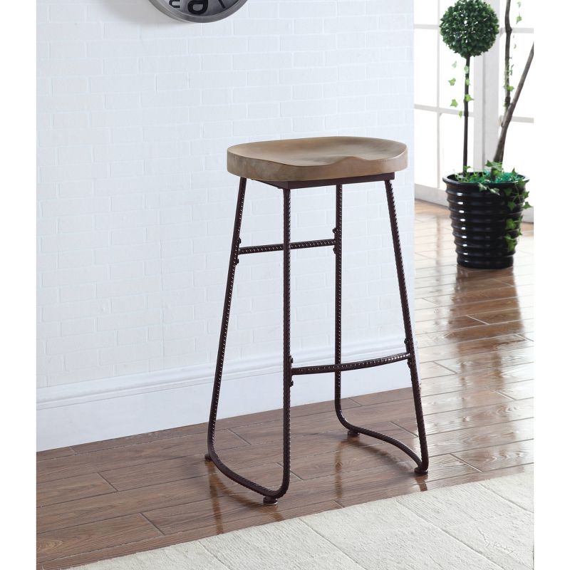 24" Private Reserves Counter Height Barstool Driftwood with Dark Bronze Metal