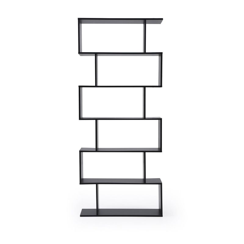 74.8" 6 Shelf Luke Modern Staggered Bookshelf Black - AC Pacific