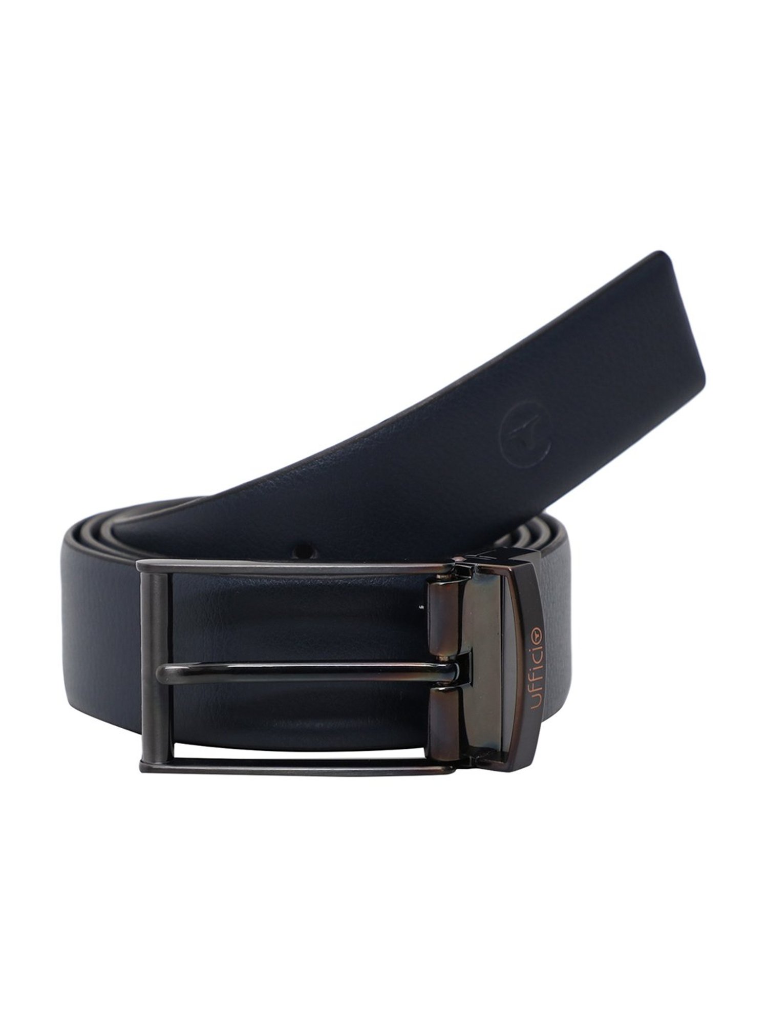BULCHEE Blue & Black Leather Reversible Formal Belt for Men