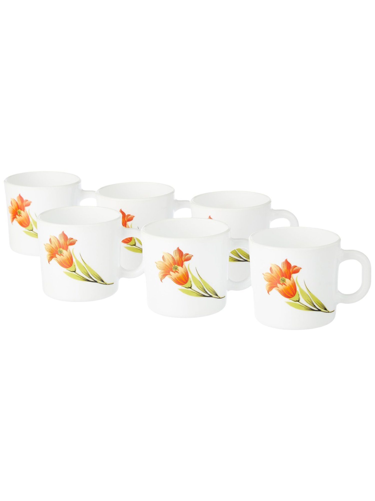 Larah by Borosil White Ceramic Opalware Mug - Set of 6 160ml