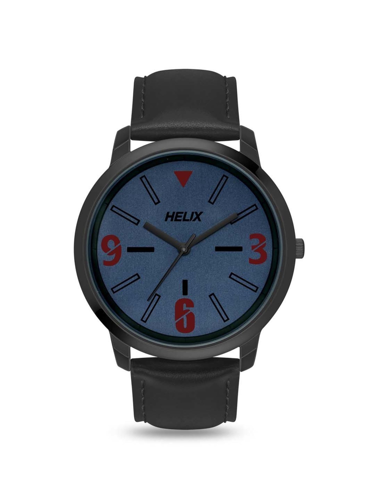 Helix By Timex Blue Round Dial Analog Leather Men Watch - TW039HG02