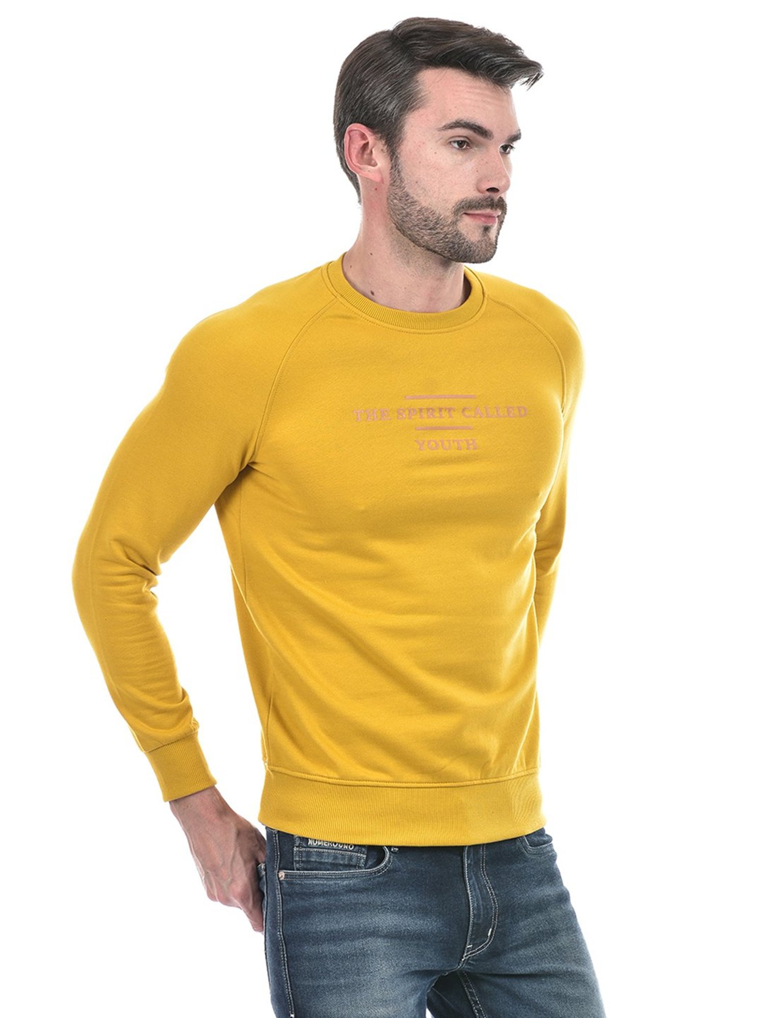Integriti Mustard Regular Fit Printed Sweatshirt