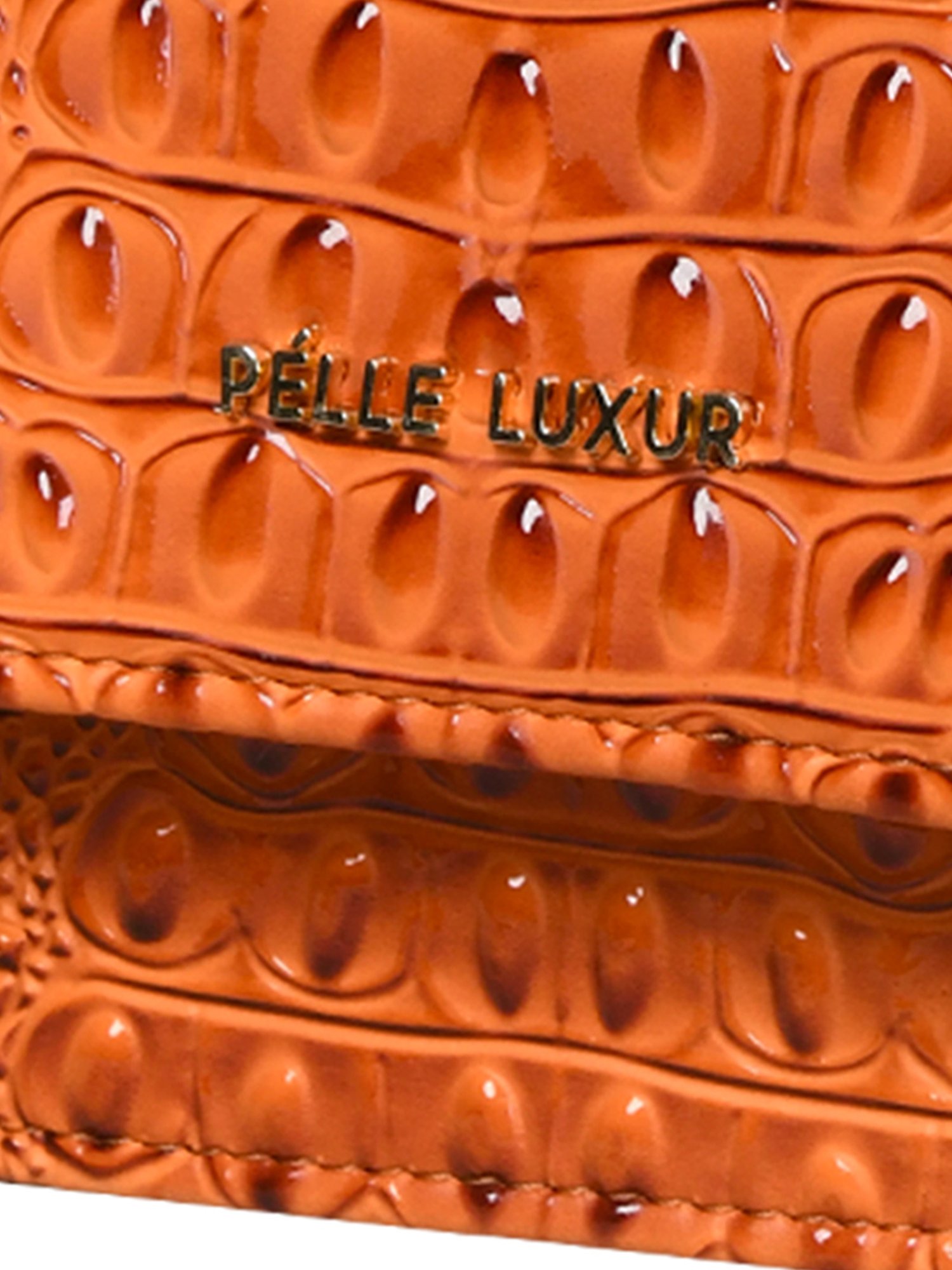 PELLE LUXUR Orange Animal Effect Small Shoulder Bag