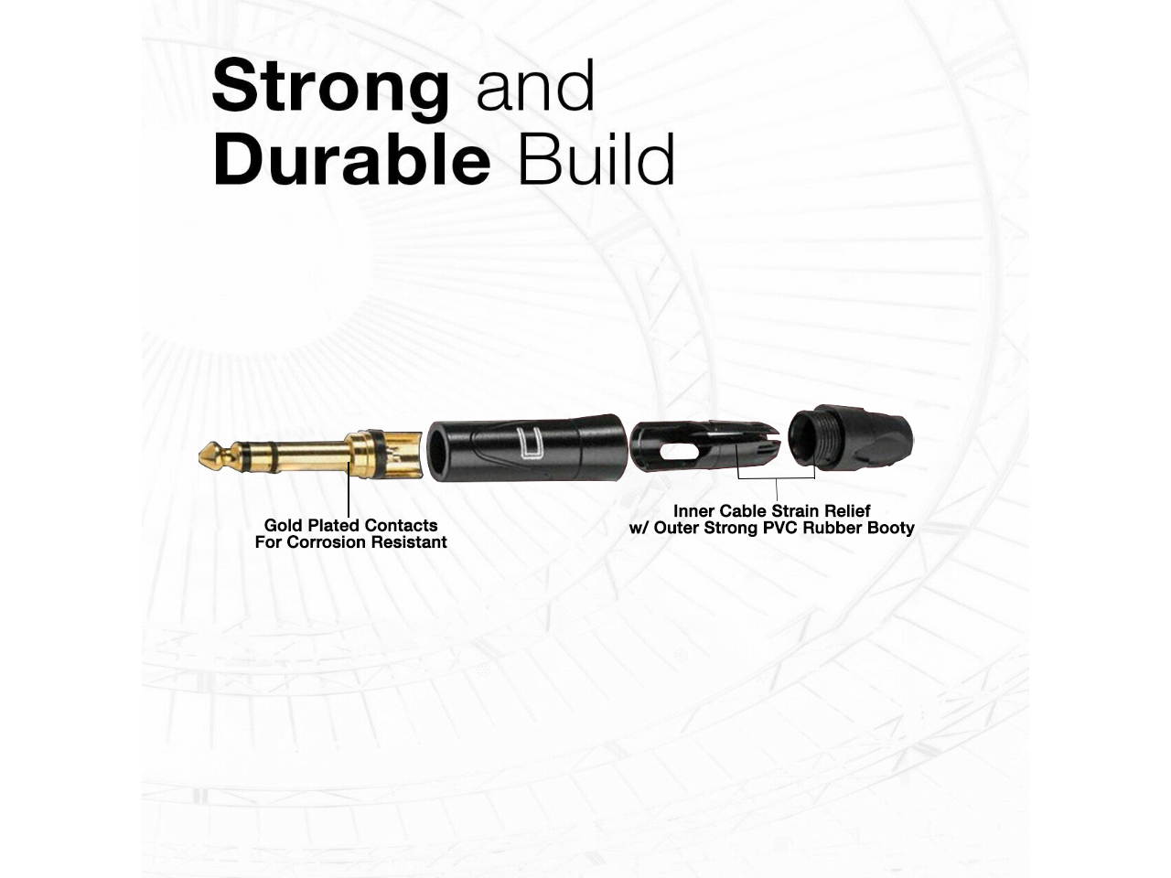 1/4" TRS Male Balanced Cable - Custom Length Color Premium Stereo Connector Cord