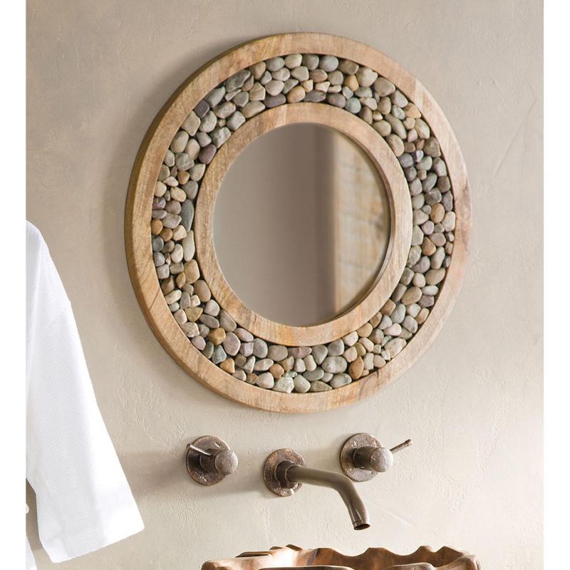 VivaTerra Riverstone Framed Round Accent Mirror