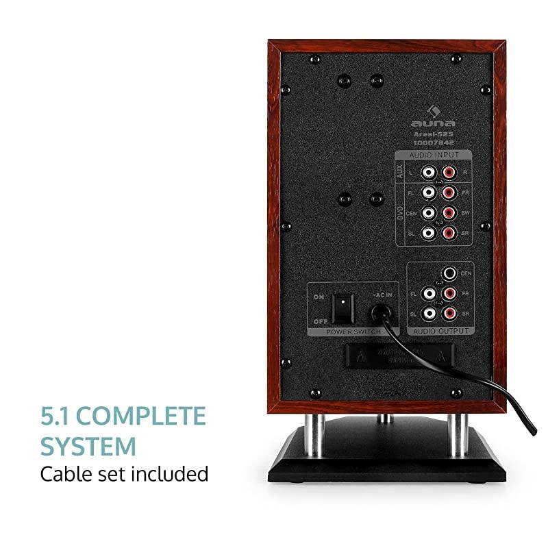 Areal Active 525, Home Cinema System, 5.1 Surround Sound System, 95W RMS total, Bass Reflex Subwoofer, Standby function, 5 Satellite Speakers, Bluetooth, USB Port, SD, AUX, Remote Control, Walnut
