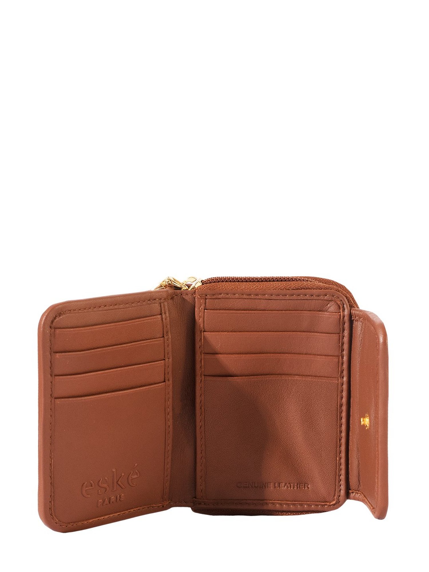 Eske Brown Quilted Zip Around Wallet for Women