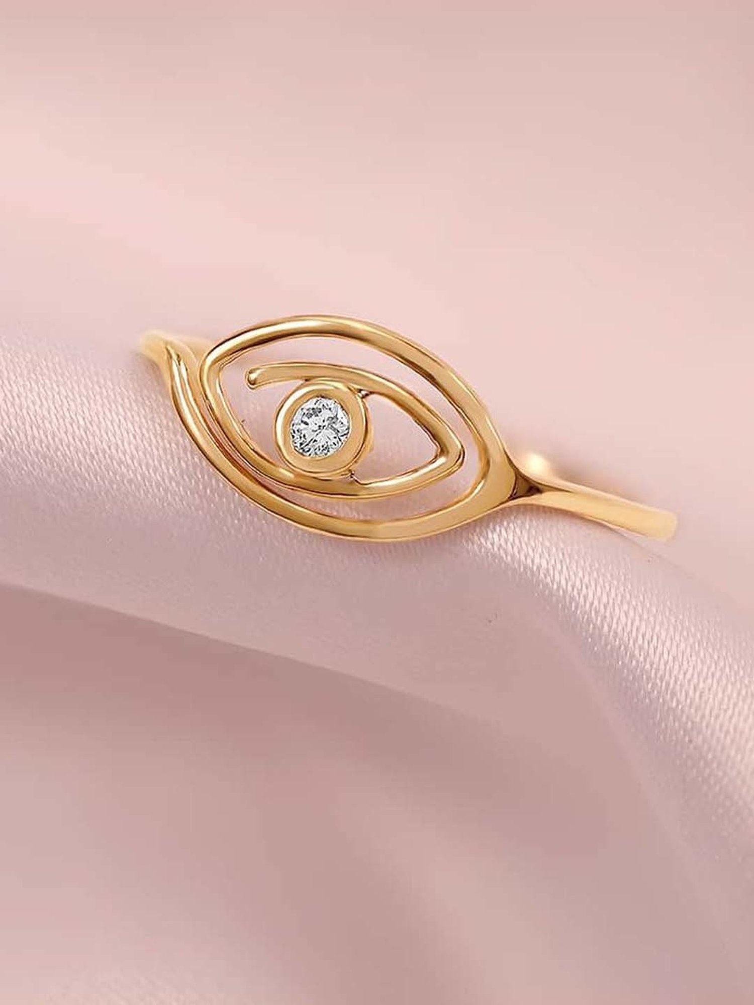 Mia By Tanishq 14K Yellow Gold Concentric Evil Eye Finger Ring for Women