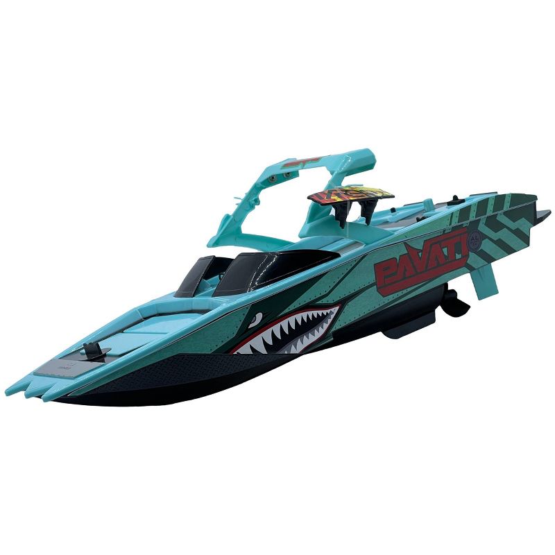 Hyper 1:18 Scale RC Pavati Wakeboard Boat - Lake Blue with Shark Mouth Graphics