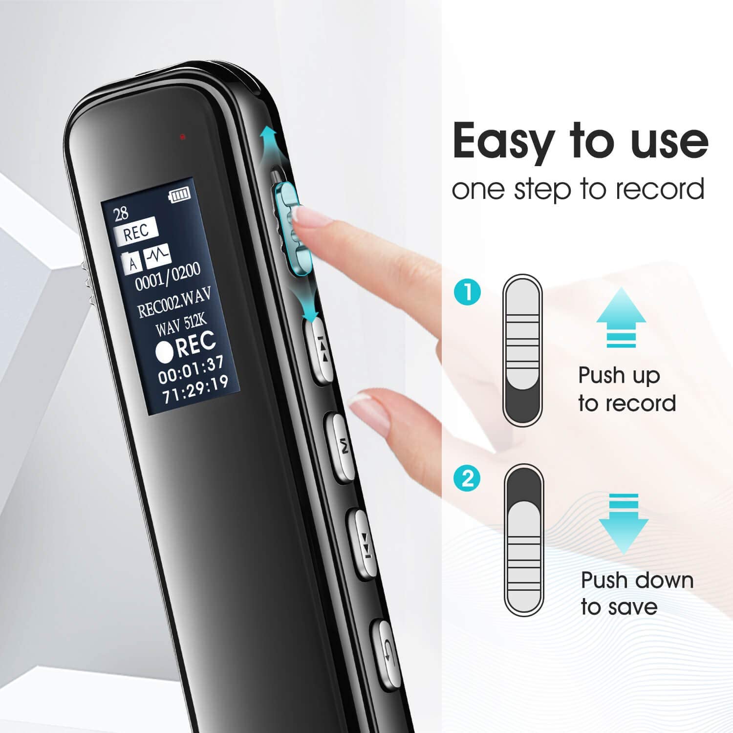 Voice Activated Digital Audio Recorder, iRULU 16GB PCM HD Stereo Noise Reduction Recorder with Playback, Easy Operation Recording Device for Lecture Interview Meeting