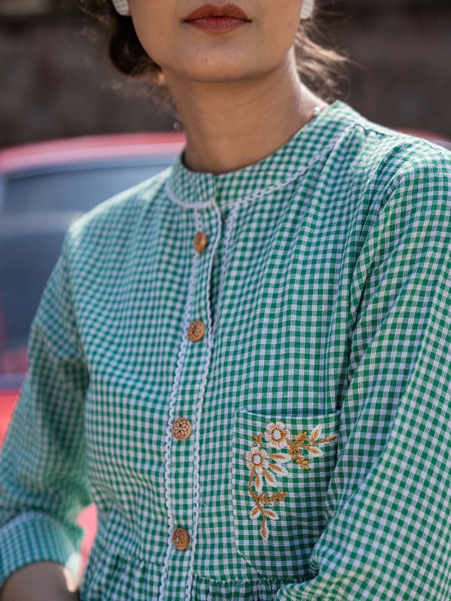 Yufta Green Embroidered Ethnic Dresses