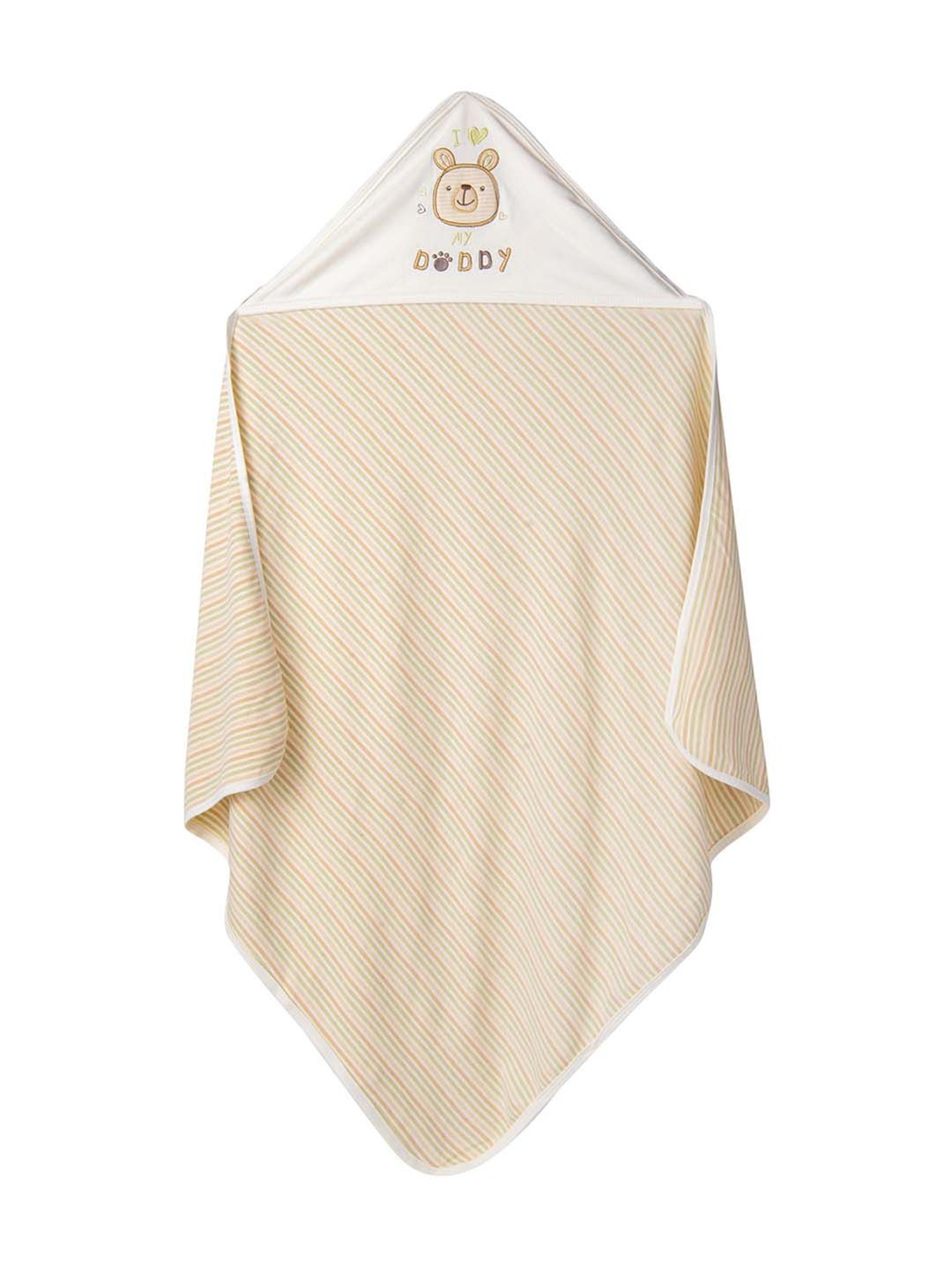 Baby Moo Kids Beige Cotton Striped Hooded Wrapper