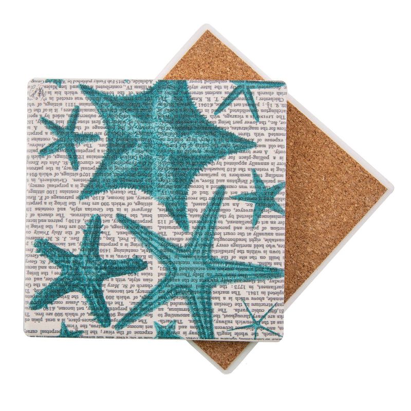 Thirstystone Fishing Lines Coasters Set of 4 - Blue Green Starfish