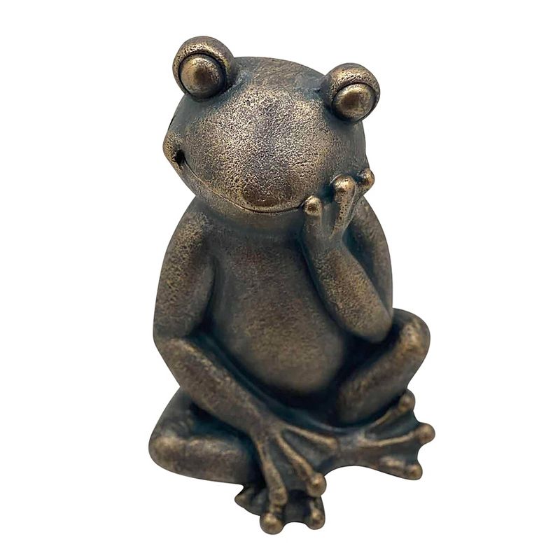16" Resin Thinking Frog Figurine Black - Sagebrook Home