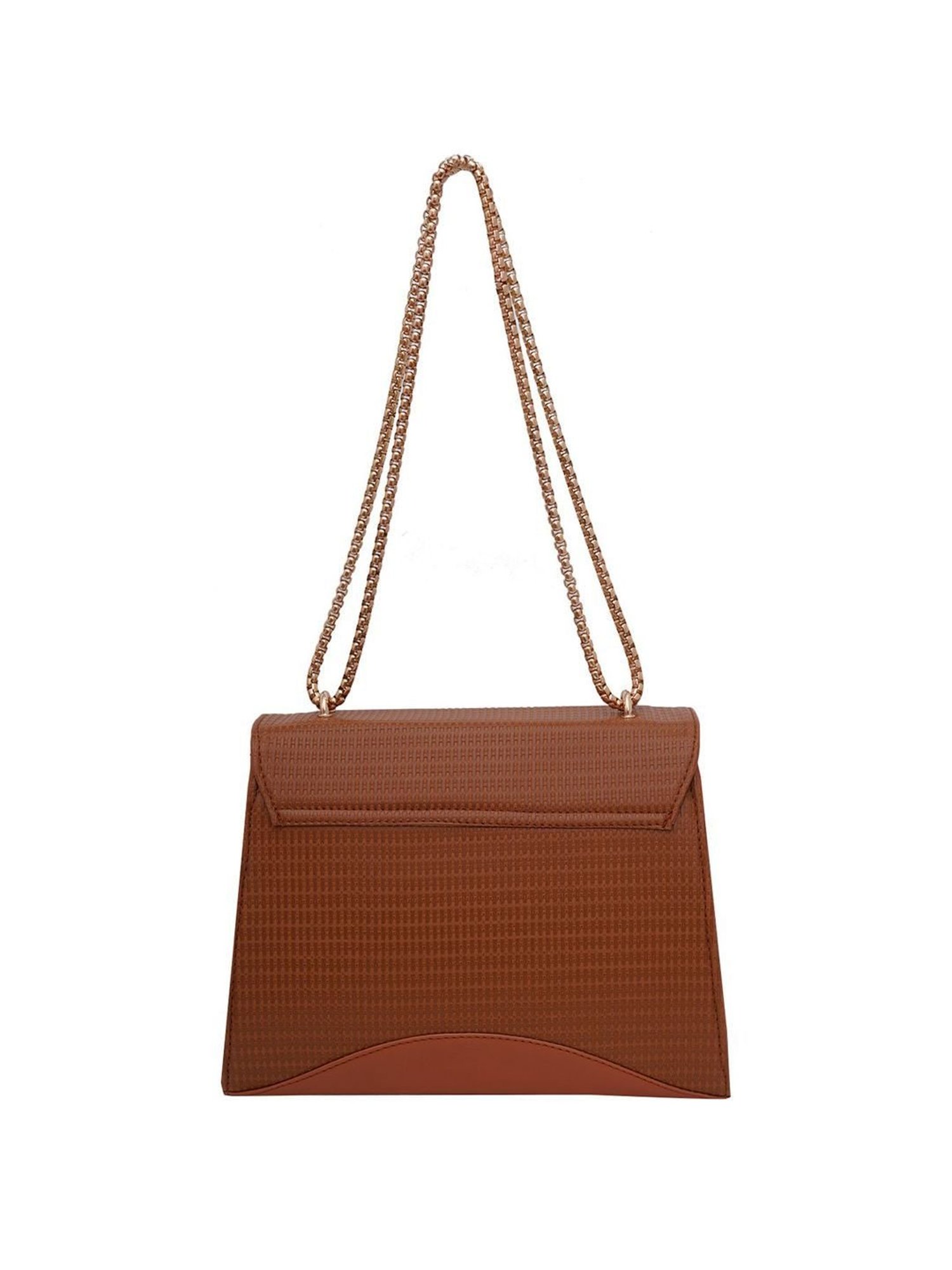 Bellissa Tan Textured Medium Stylish Box Sling Handbag