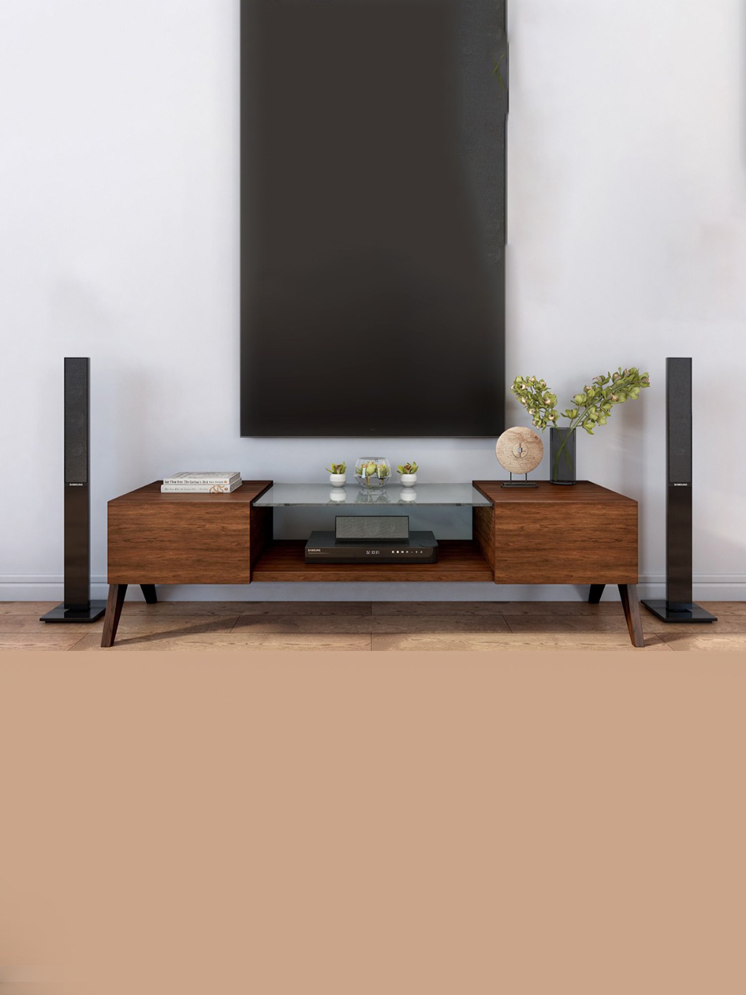 Delite Kom Flex Flowery Wenge & Acacia Dark Engineered Wood TV Entertainment Unit