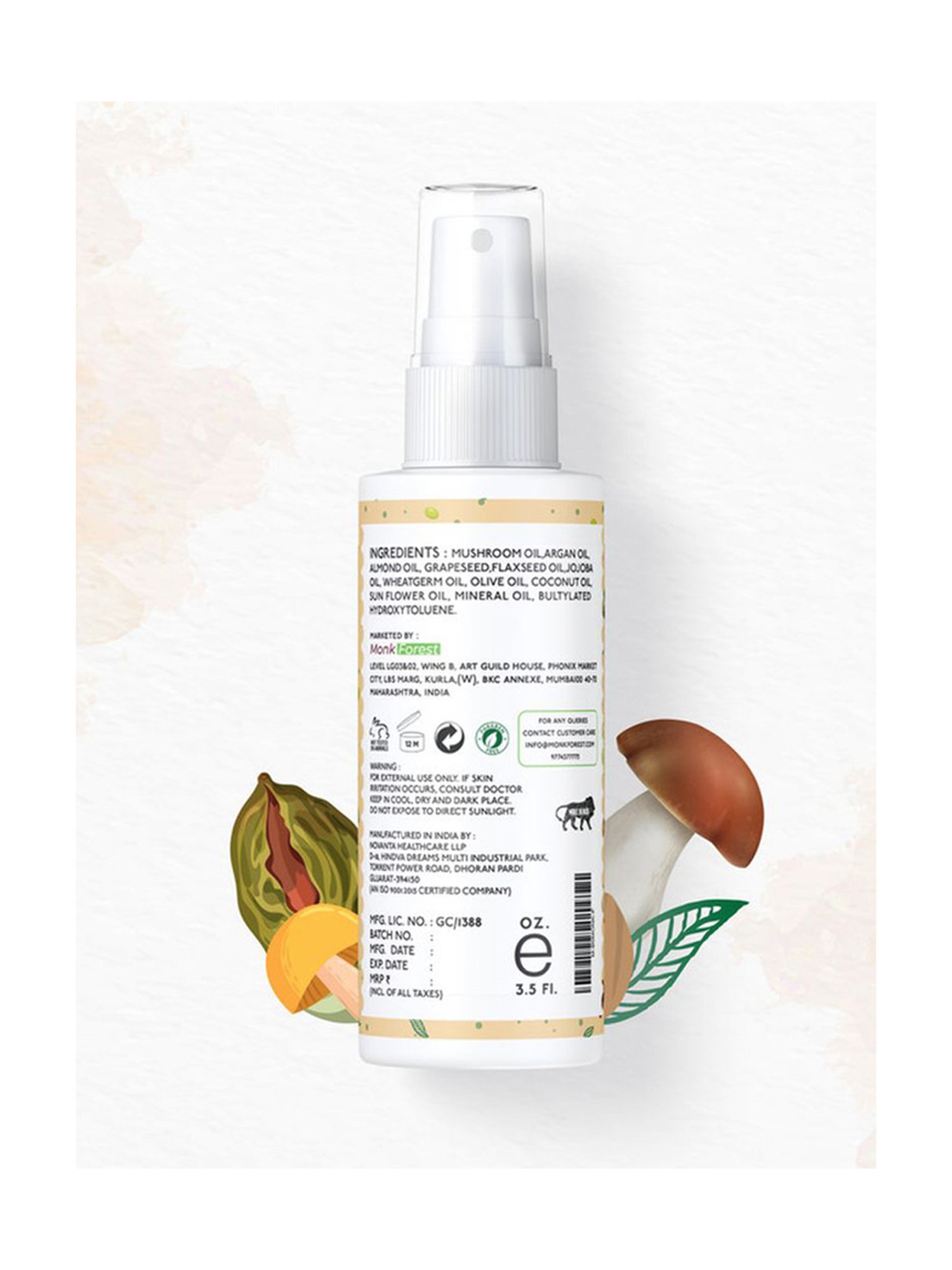 Monk Forest Hairloss Preventing Mushroom Hair Oil with Cooling Effect - 100 ml