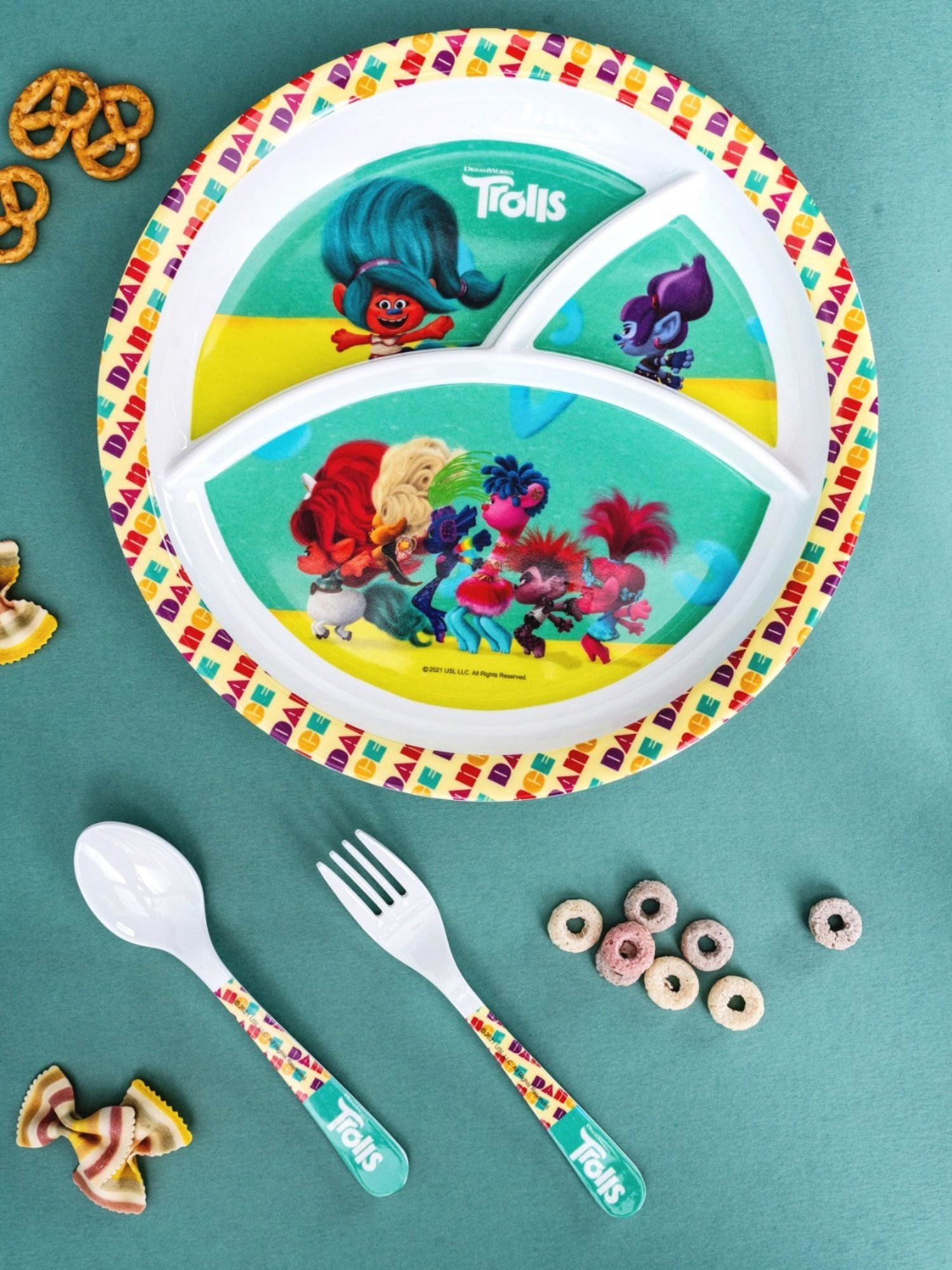 Servewell Multicolor Melamine Round Partition Plate - Set of 3