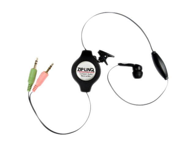 Cables Unlimited ZIP-AUDIO-PC1 Mono Earbud Ziplinq Retractable Mono VoIP Cable