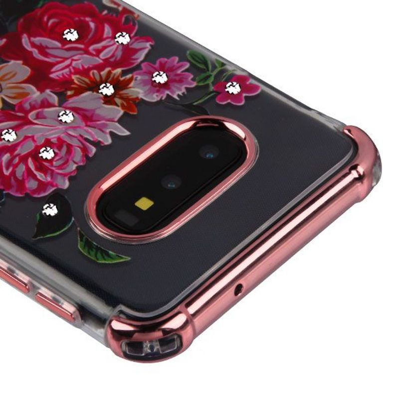 ASMYNA For Samsung Galaxy S10e Clear Multi-Color Peony Klarion Candy TPU Case w/Diamond