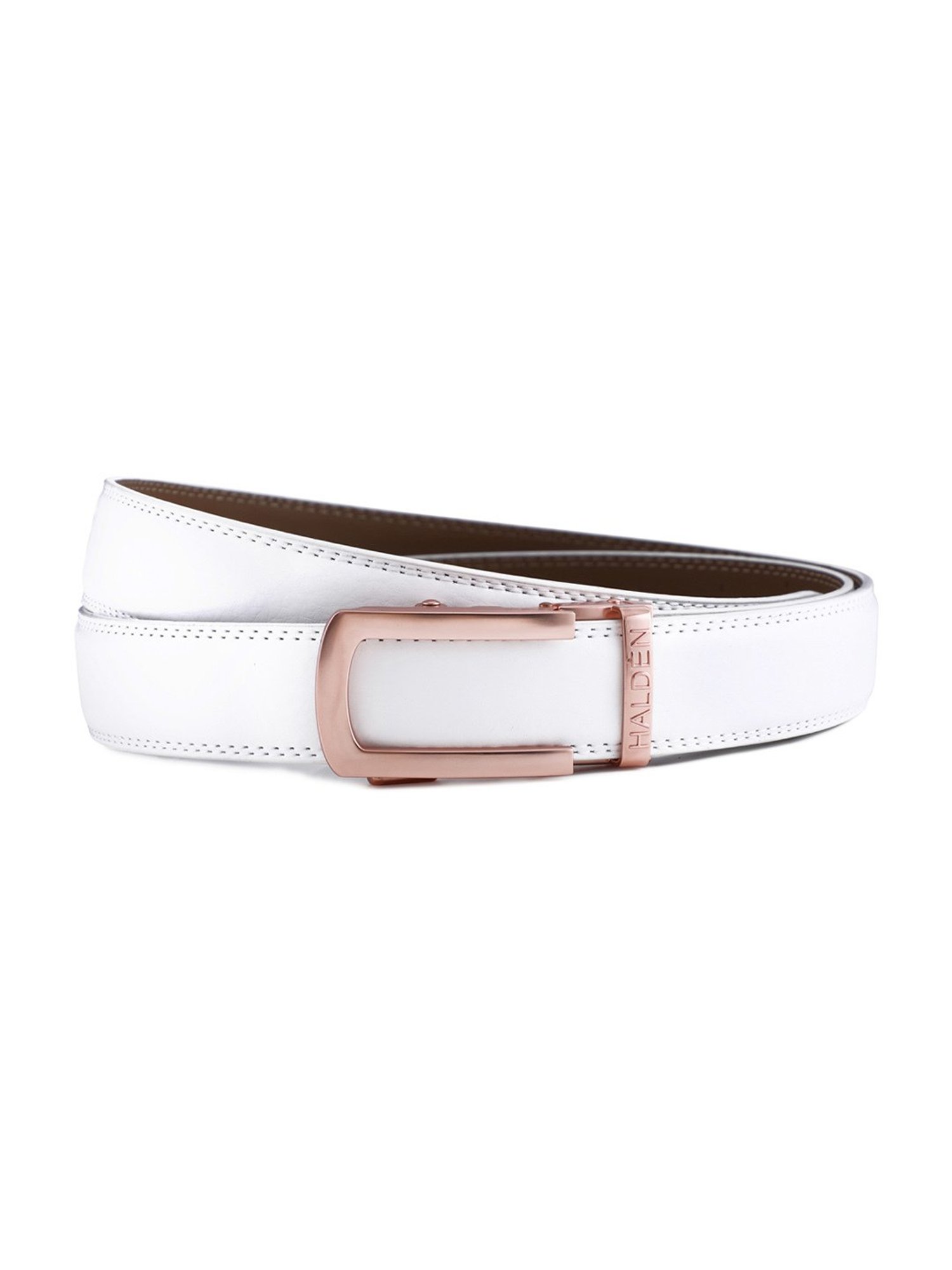 Halden White Falcon Formal Belt With Classic Rose Gold Matt Buckle